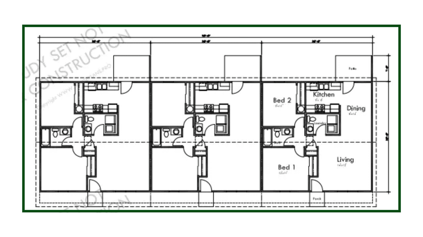 A floor plan of a four bedroom house.